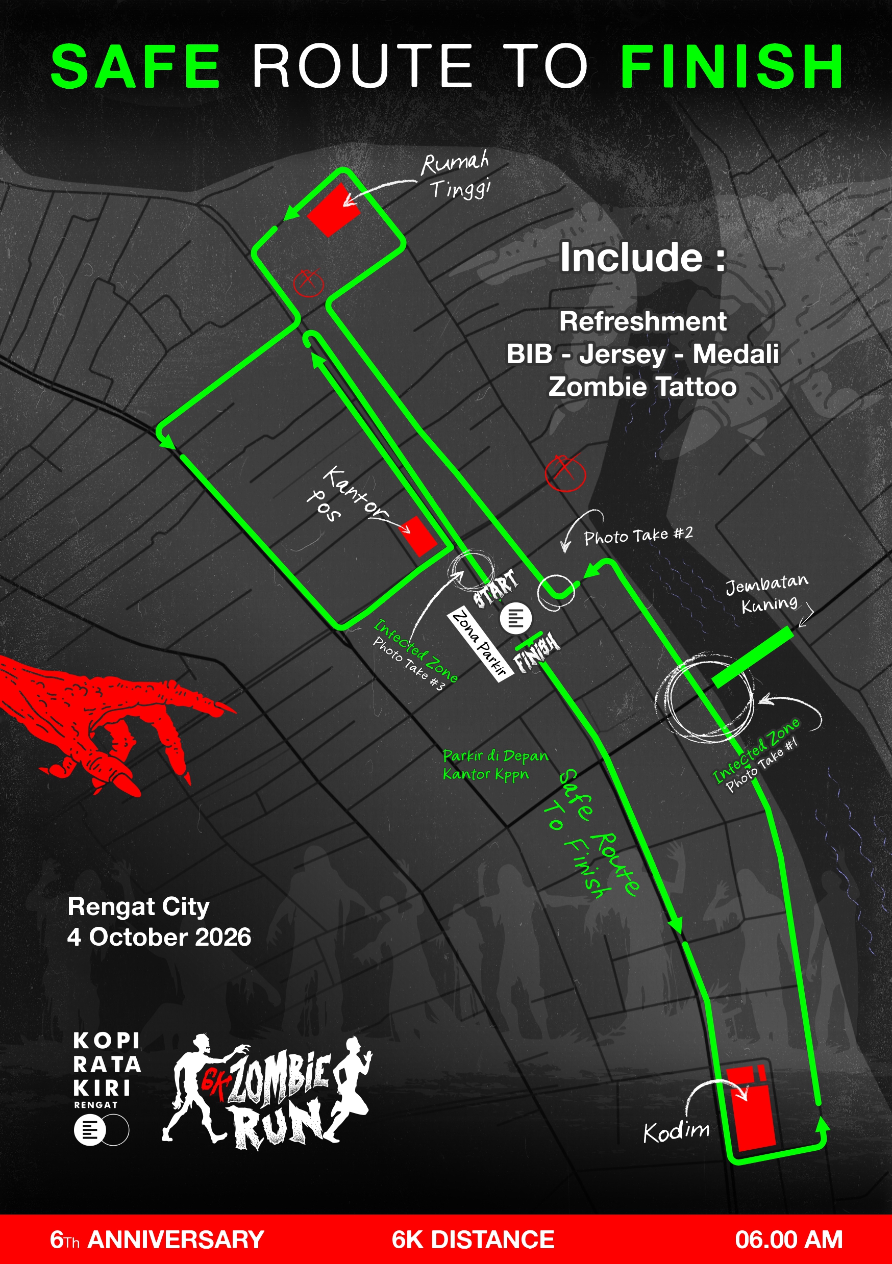 Official 6K Rata Kiri Zombie Run route